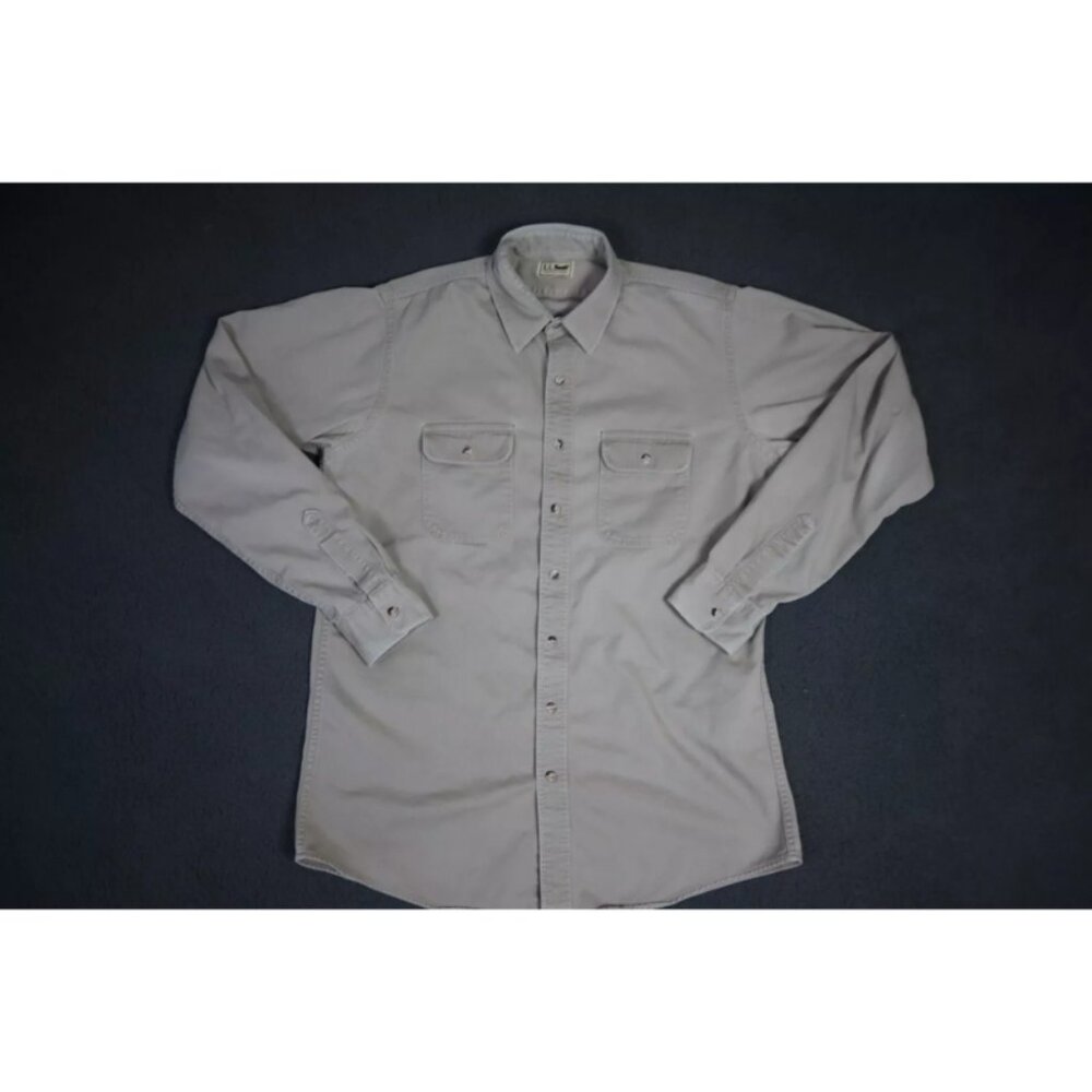 Vintage L.L. Bean Button Up Shirt Mens XL Brown Collared Outdoor Pocket Cotton